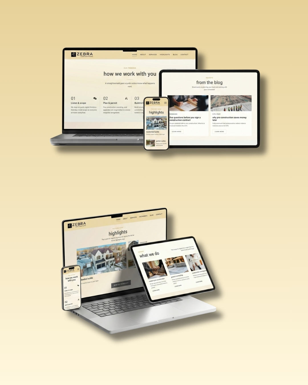 Website layout mockup